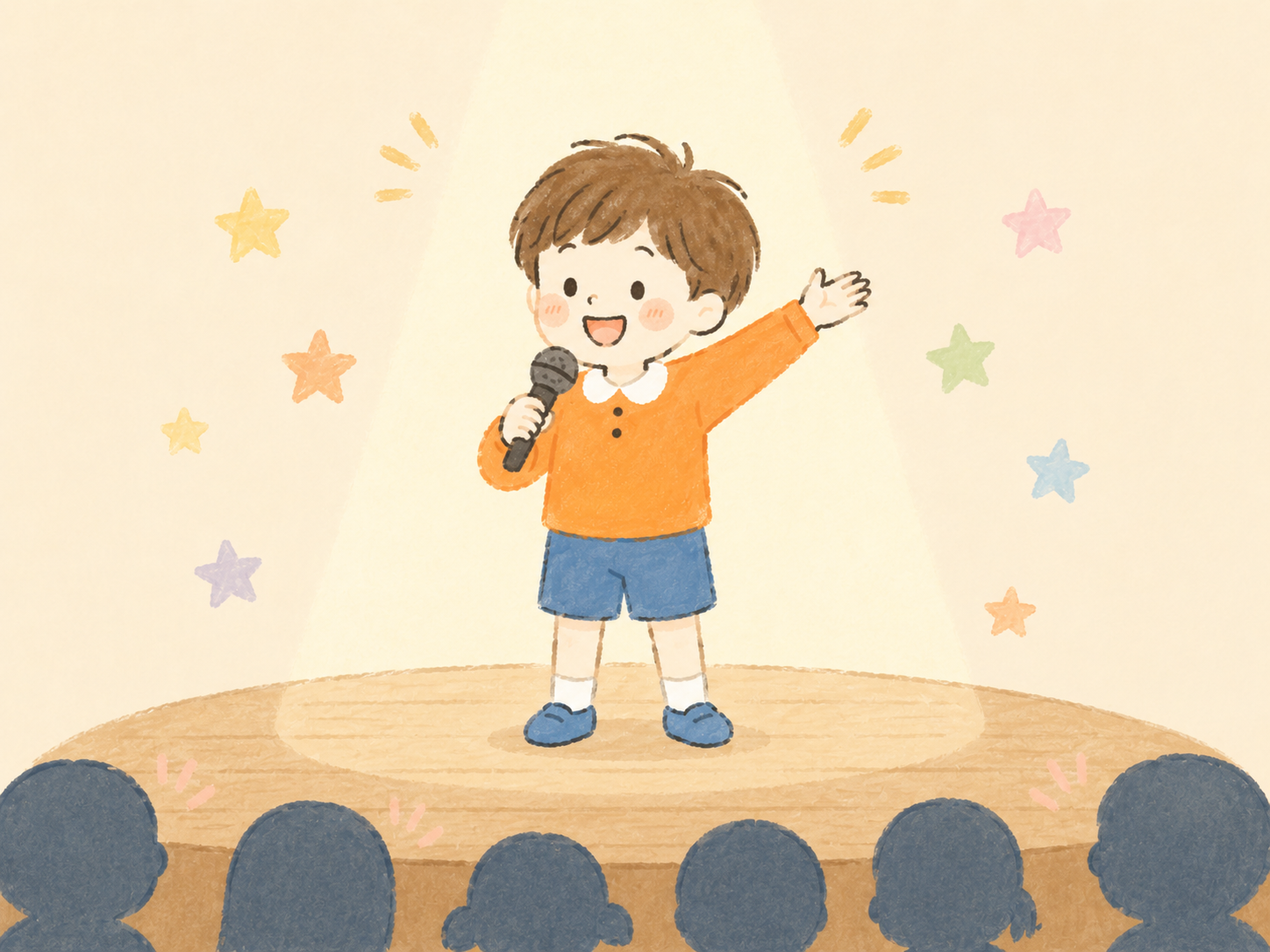 ステージで歌う子どものイラスト